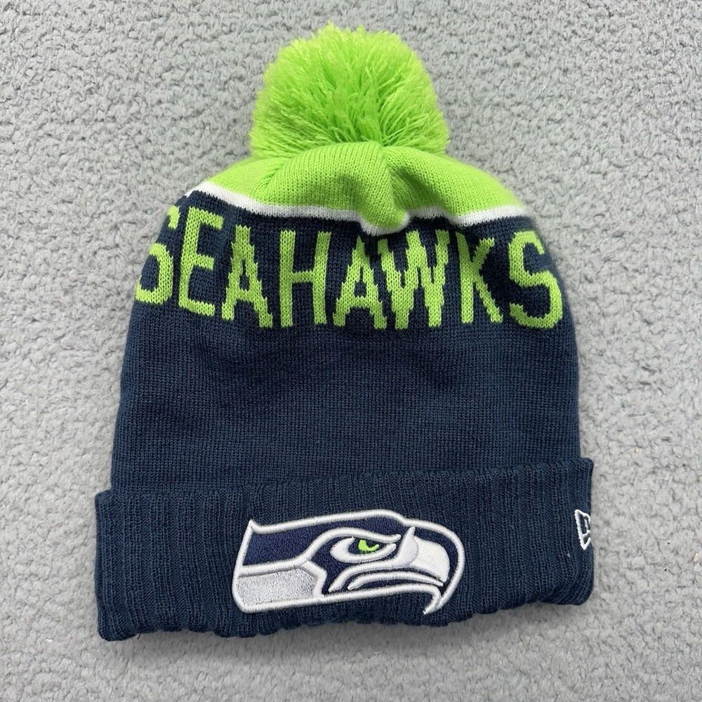 New‎ Era NFL Seattle Seahawks 2015 On Field Beanie Sport Knit Pom Neon Green Hat